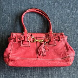Red Leather Coach Handbag